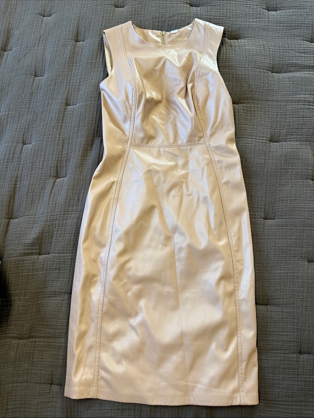Calvin Klein Pale Blush Sleeveless Sheath Midi Dress